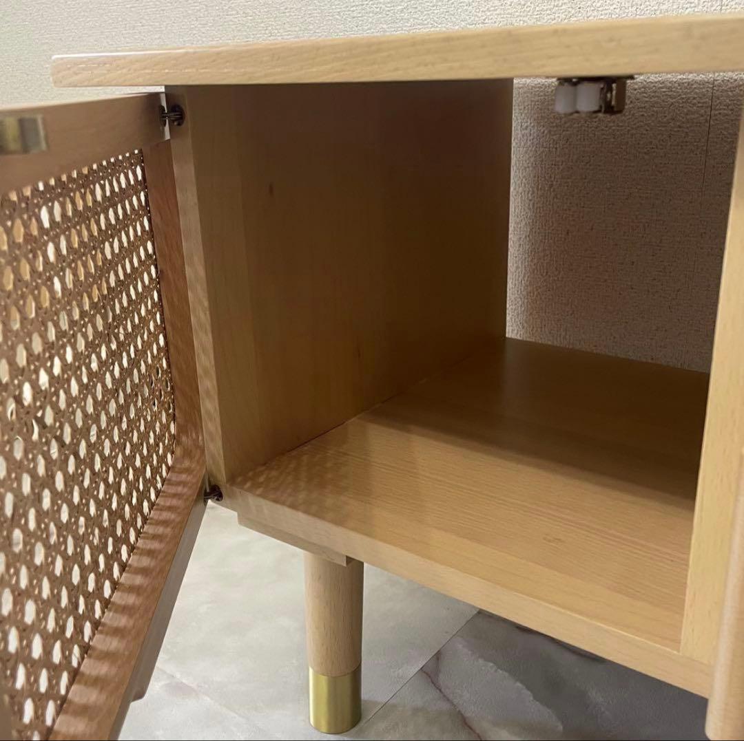 【美品】Francfranc モーティスTVボード ナチュラル ラタン藤 北欧風