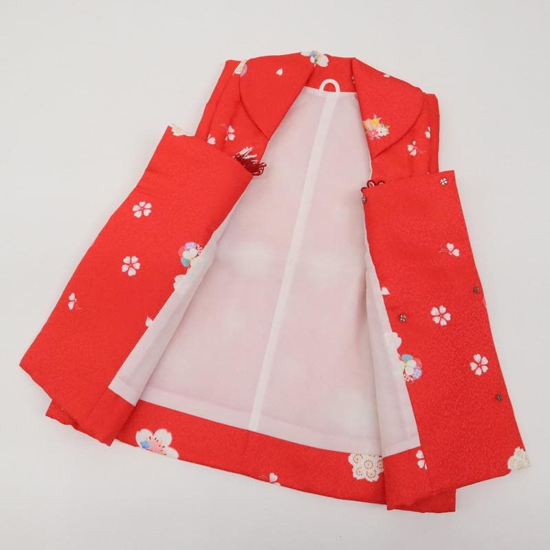 あっちゃん　七五三6点セット　被布　着物　襦袢　草履　巾着　赤 9RR21