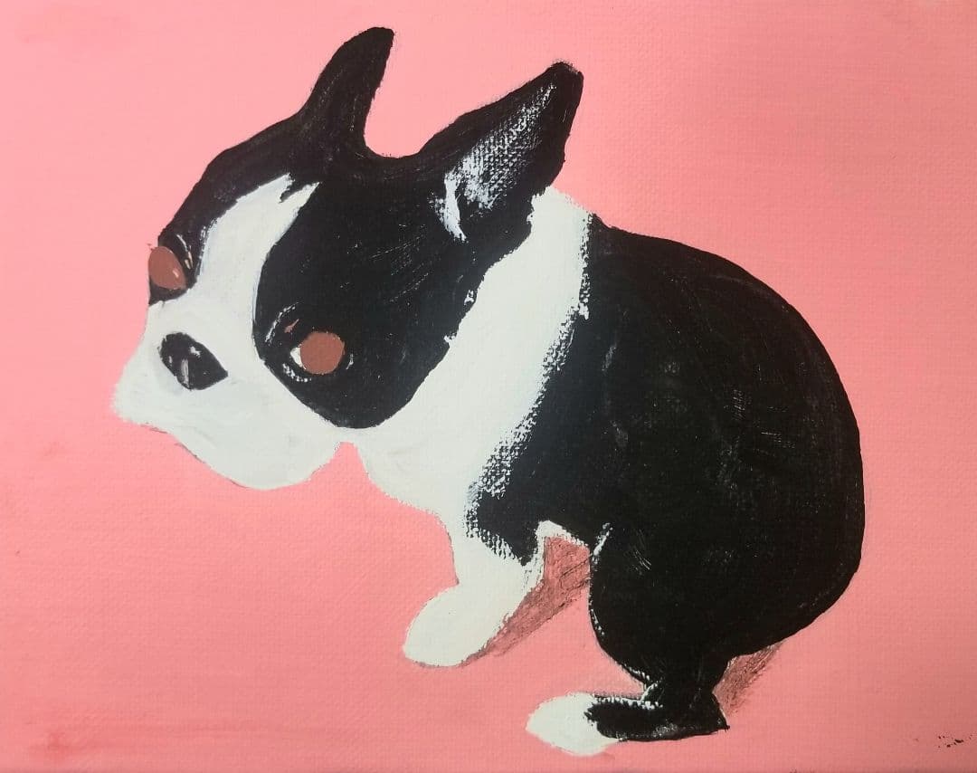 フレンチブルドッグ　アクリル画　原画　絵画　F0号