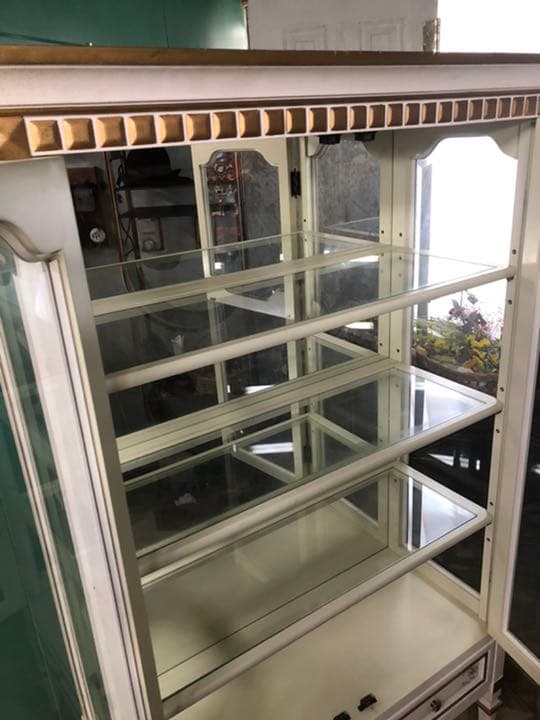 期間限定お値下げ 引き取り限定 ガラスキャビネット ロココ調 アンティーク白家具