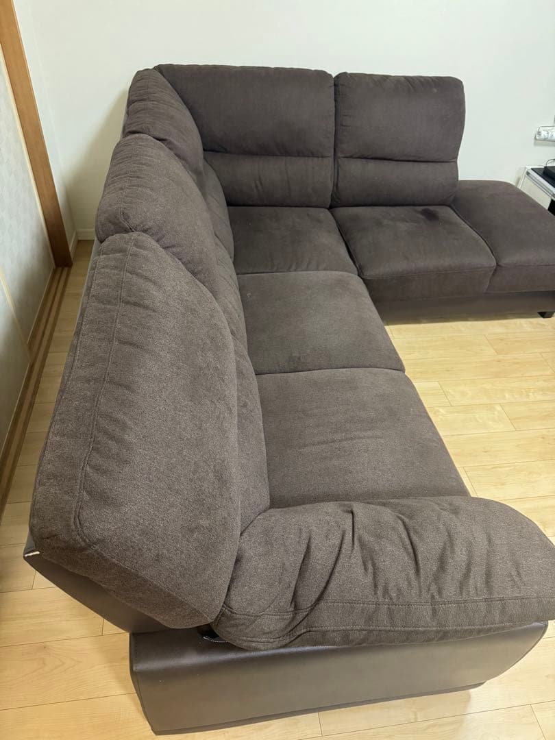 ニトリ　カウチソファ　 L字ソファ　ブラウン