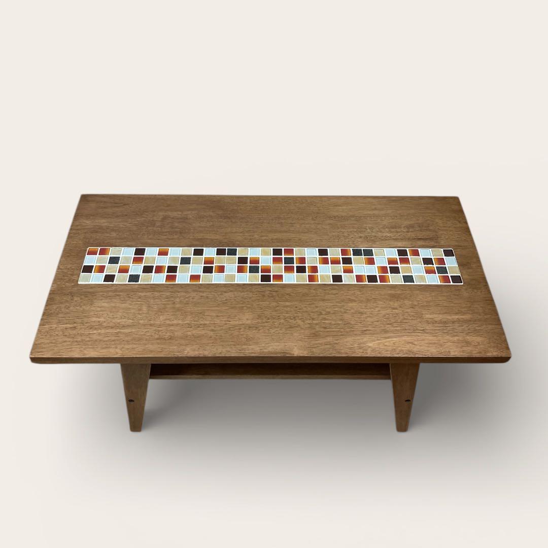 送料込】大川家具 タイル付 センターテーブル テスタ TESTA ローテーブル