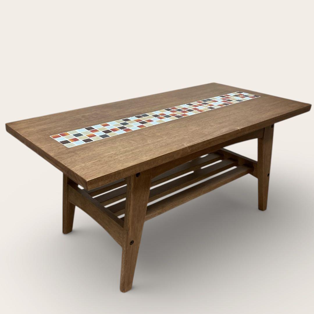 送料込】大川家具 タイル付 センターテーブル テスタ TESTA ローテーブル