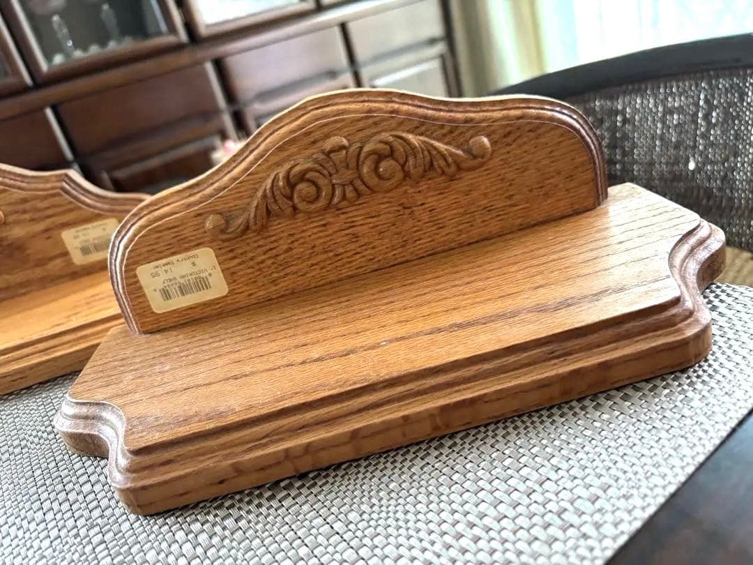 最終価格☆カントリー調 木彫り　木製ディスプレイスタンド 2個セット