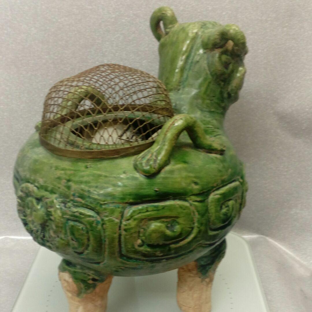 時代古玩中国朝鮮緑釉美術獣羊形時代景色アンティーク美品香炉当時物