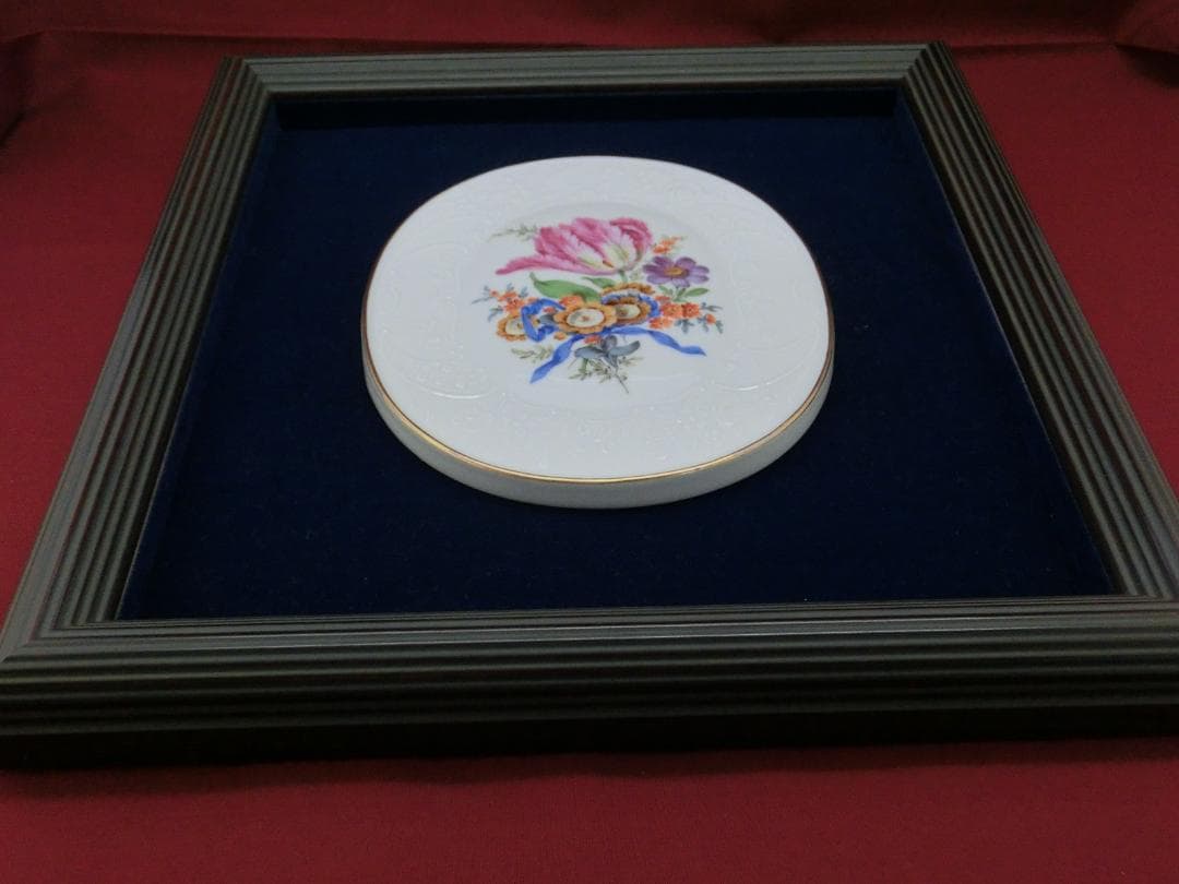 【マイセン】花文レリーフ陶板画