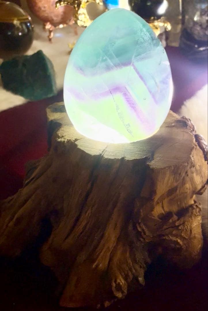 フローライトたまご/流木型ライト台座付 Select by Amulet天然石