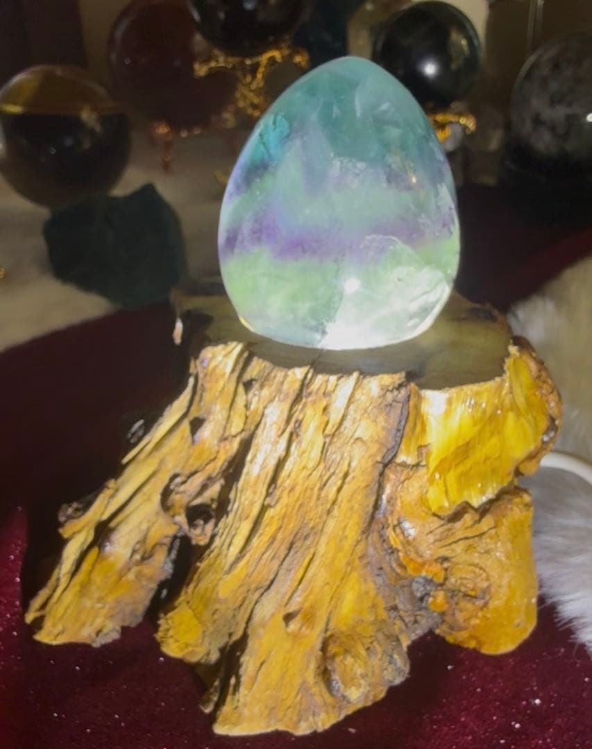 フローライトたまご/流木型ライト台座付 Select by Amulet天然石