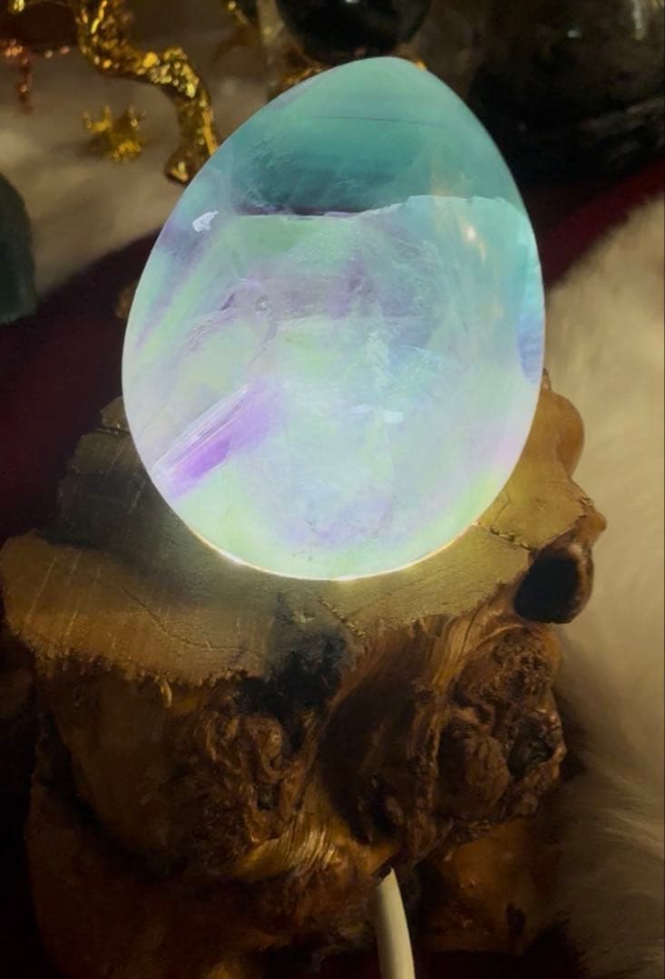 フローライトたまご/流木型ライト台座付 Select by Amulet天然石
