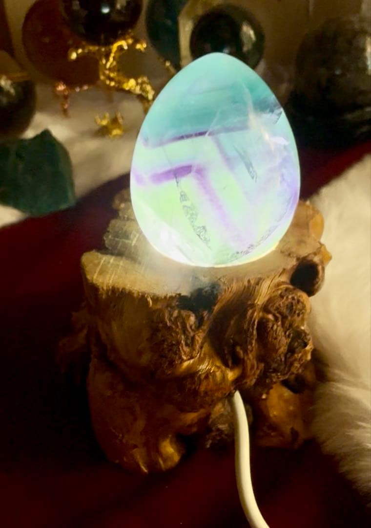 フローライトたまご/流木型ライト台座付 Select by Amulet天然石