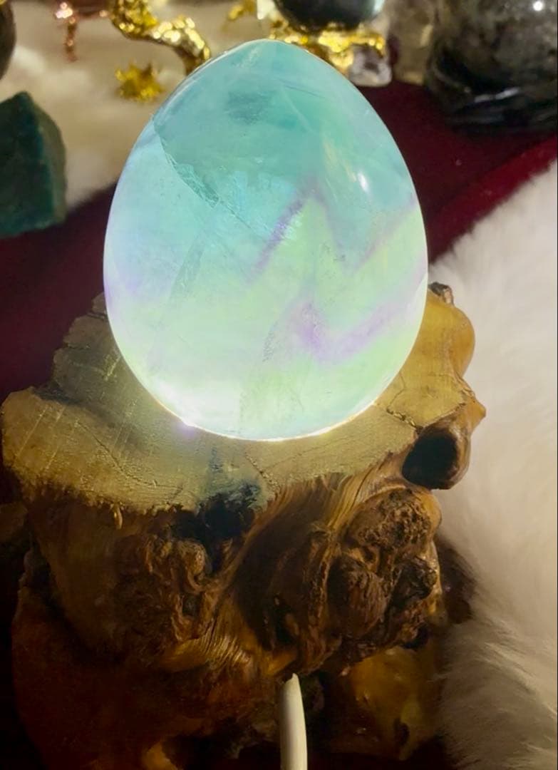 フローライトたまご/流木型ライト台座付 Select by Amulet天然石