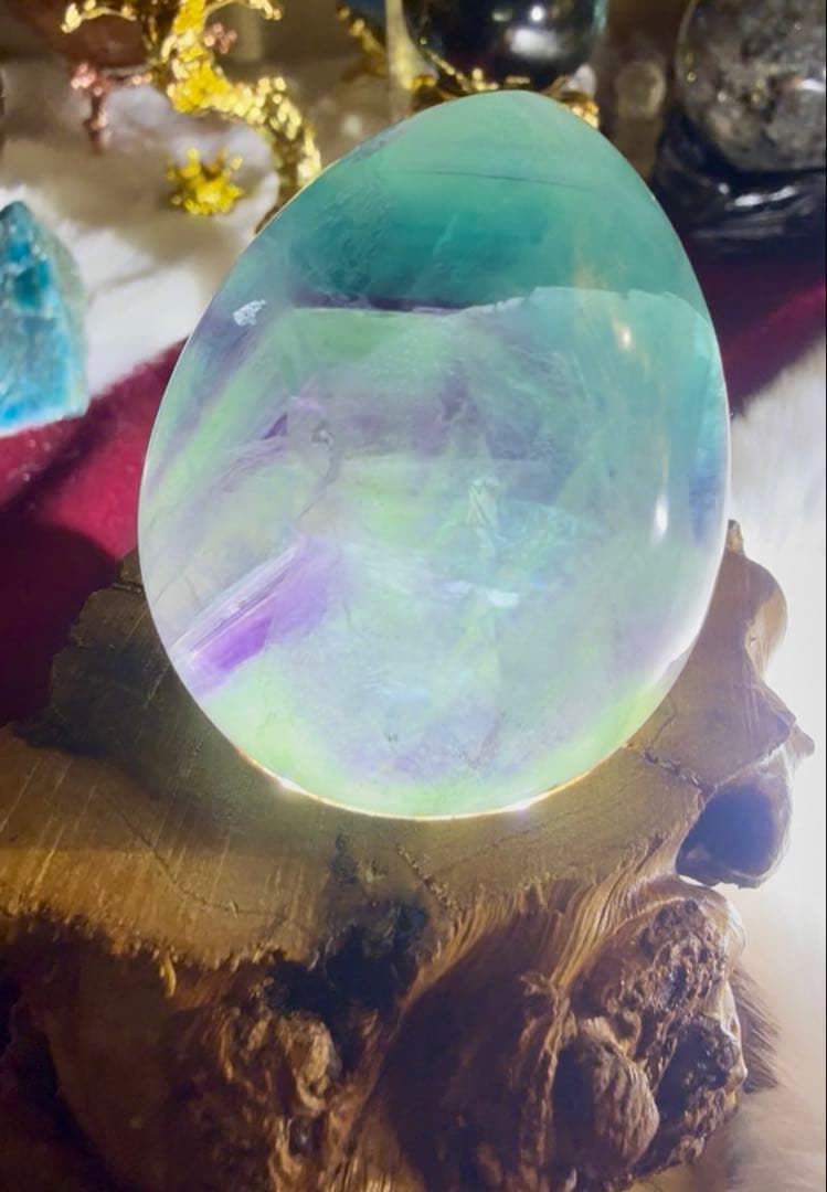 フローライトたまご/流木型ライト台座付 Select by Amulet天然石