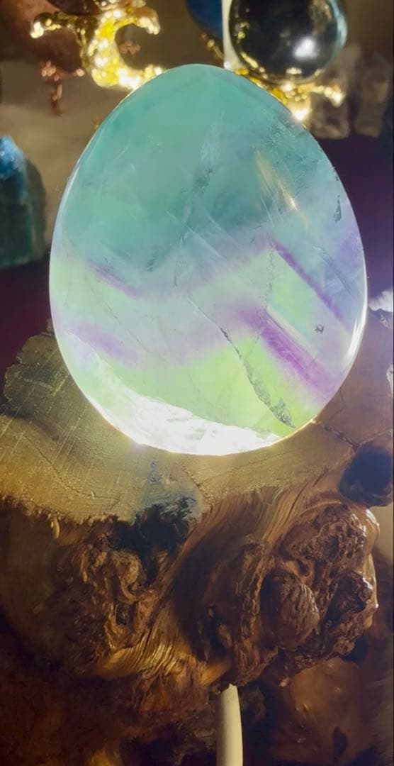 フローライトたまご/流木型ライト台座付 Select by Amulet天然石