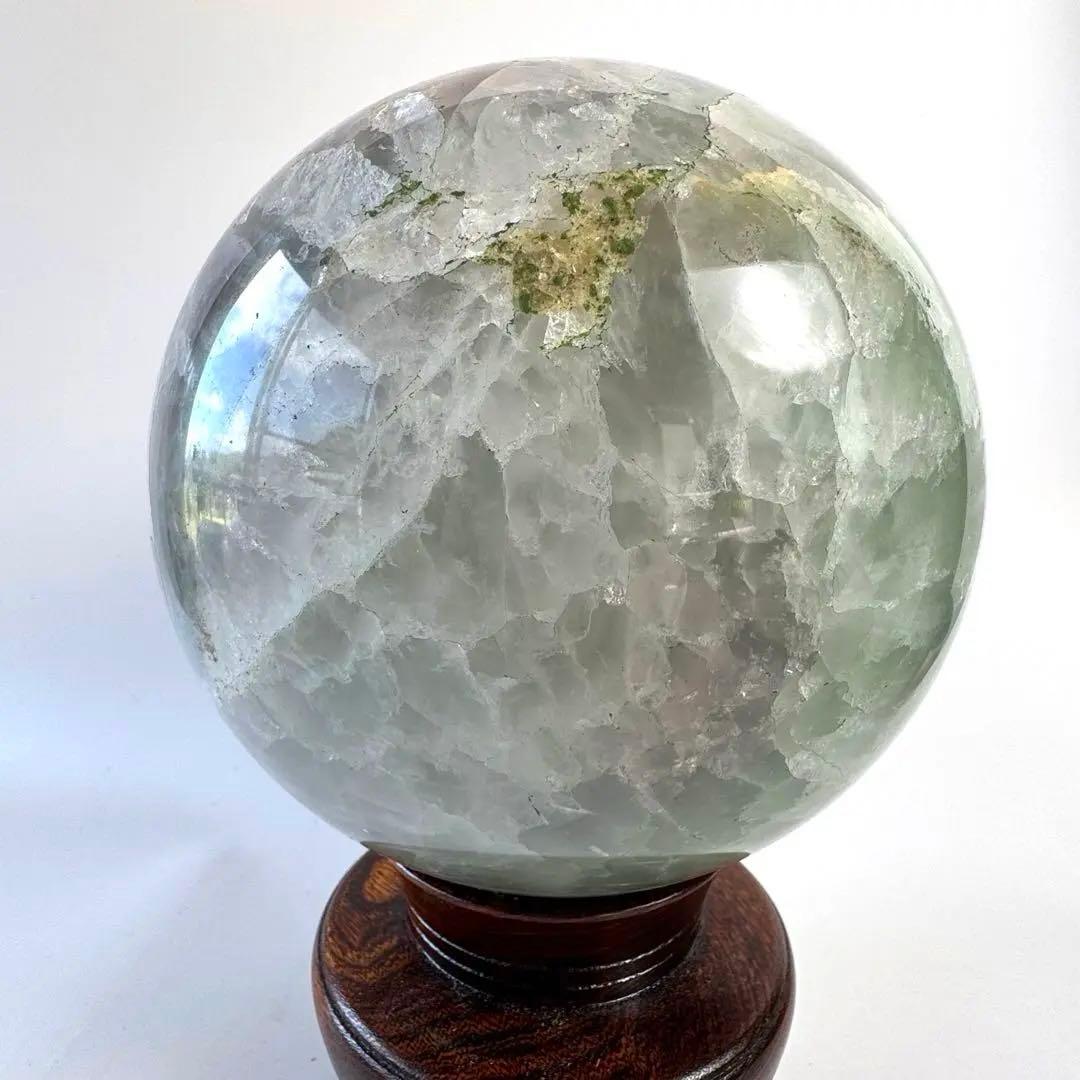 【大型】鑑賞石　フローライト　10.9kg 蛍石　丸玉　大玉　台座　木箱