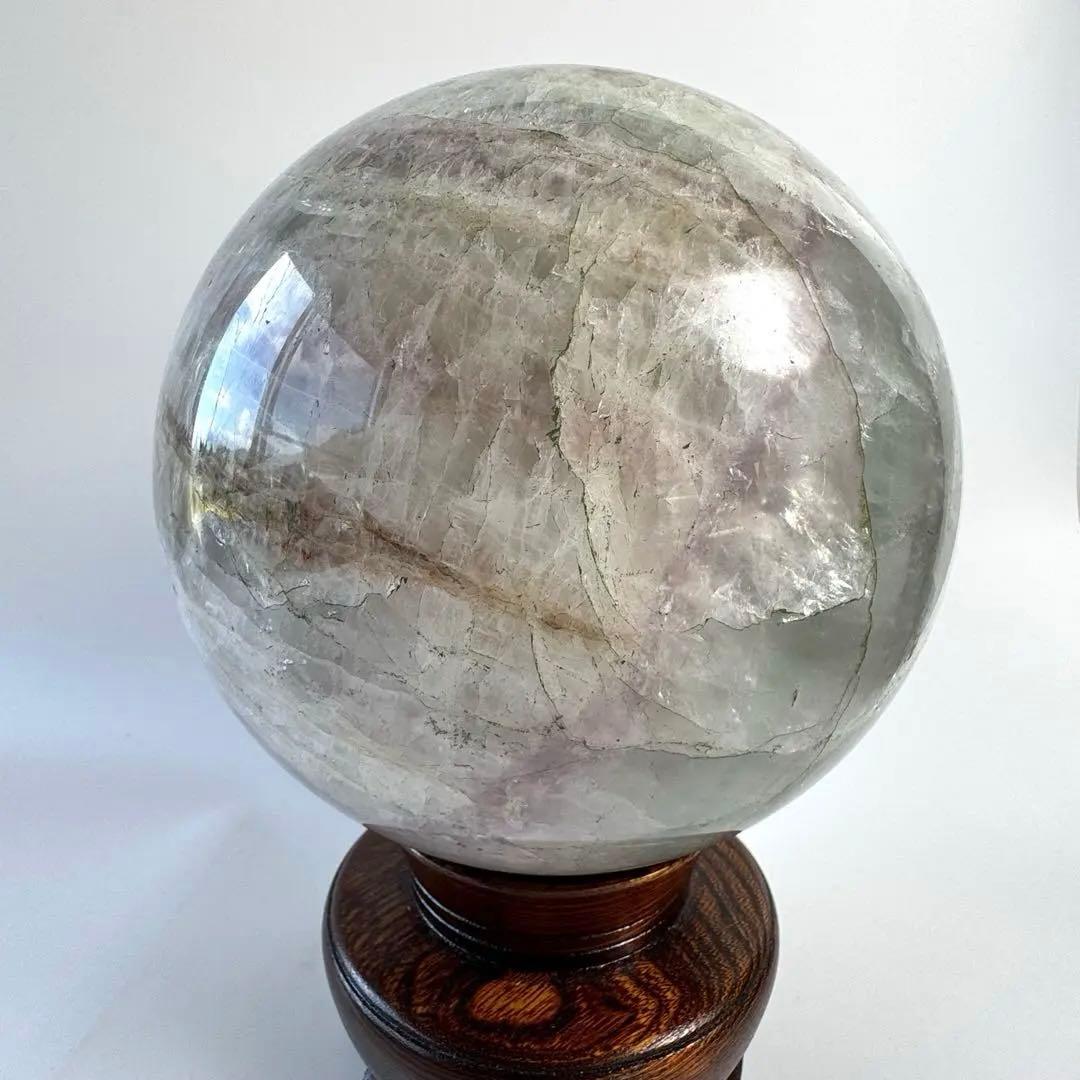 【大型】鑑賞石　フローライト　10.9kg 蛍石　丸玉　大玉　台座　木箱