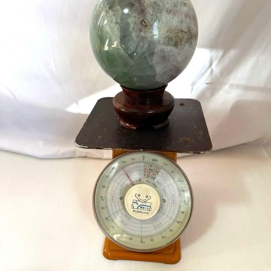【大型】鑑賞石　フローライト　10.9kg 蛍石　丸玉　大玉　台座　木箱