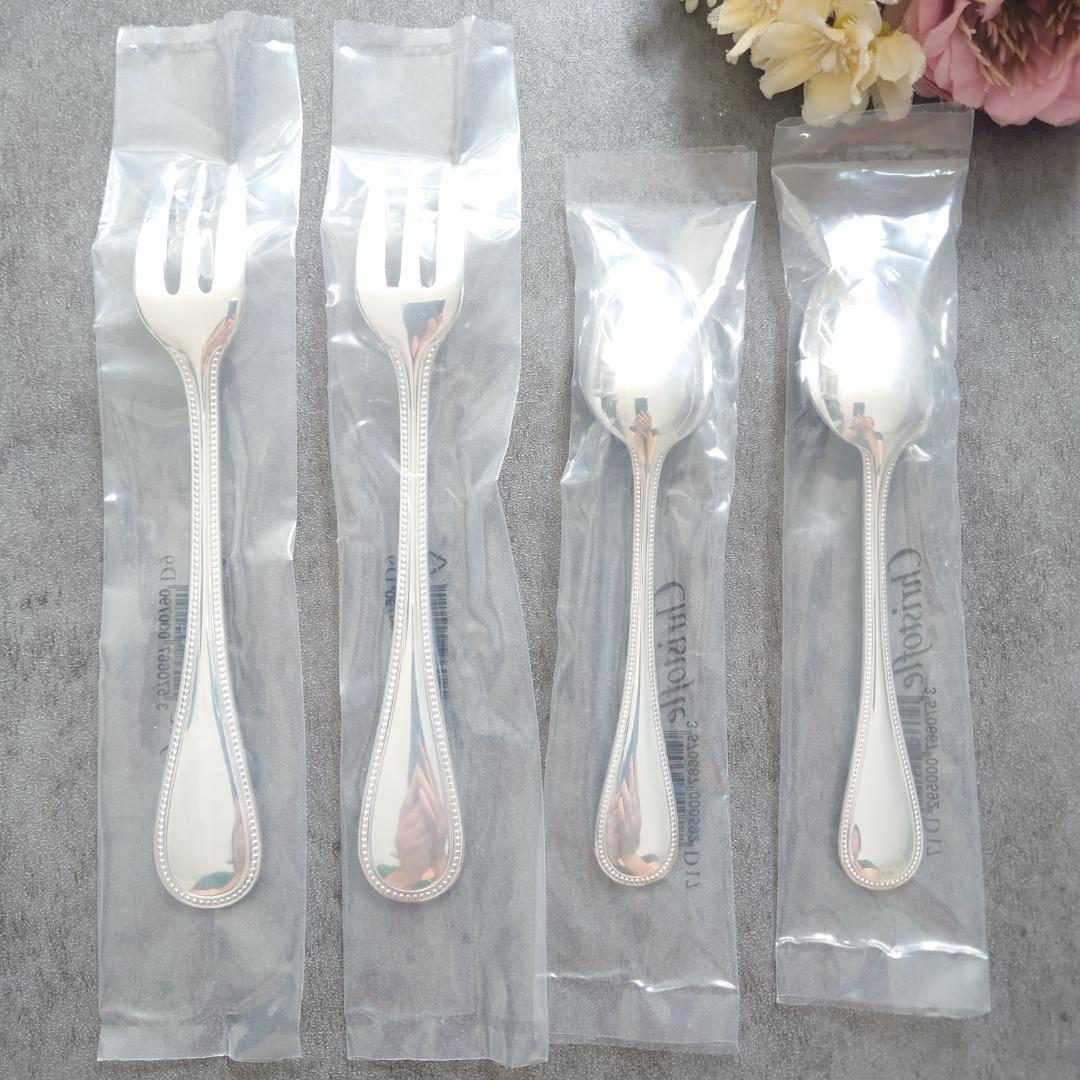 クリストフル パール ケーキフォーク コーヒースプーン 未開封 4点