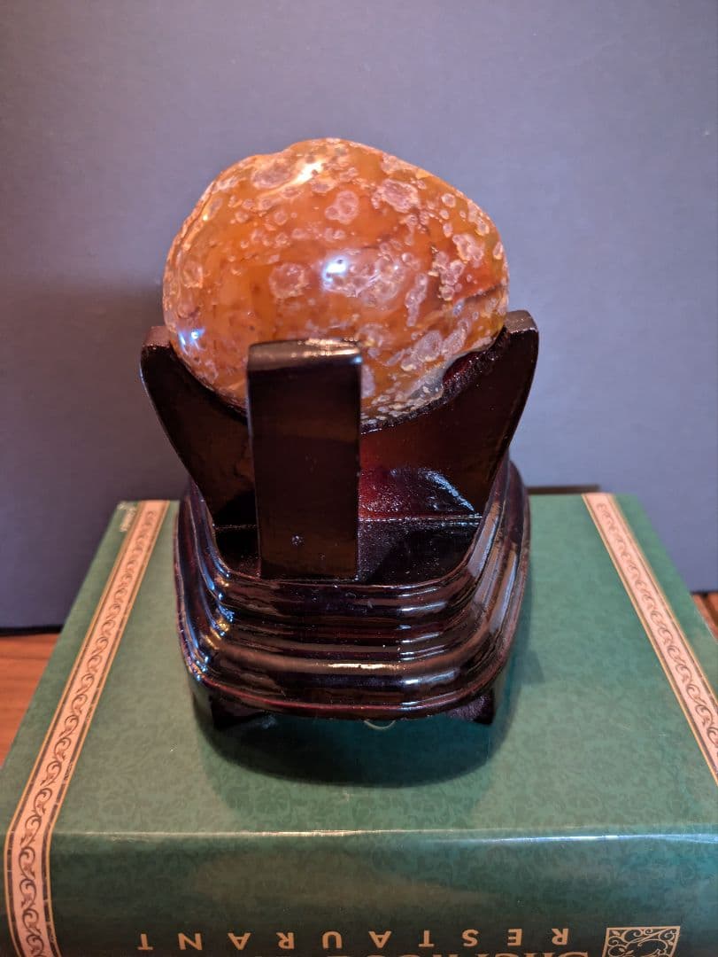 #美品!!　蓋付きトレジャー瑪瑙　台座付き!!