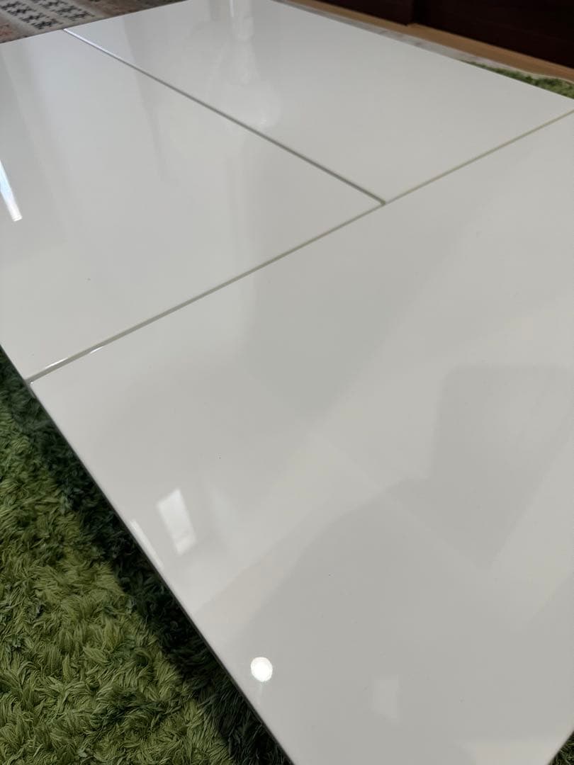 送料無料【美品】デュエ ピアノ塗装センターテーブル リビングテーブルホワイト鏡面