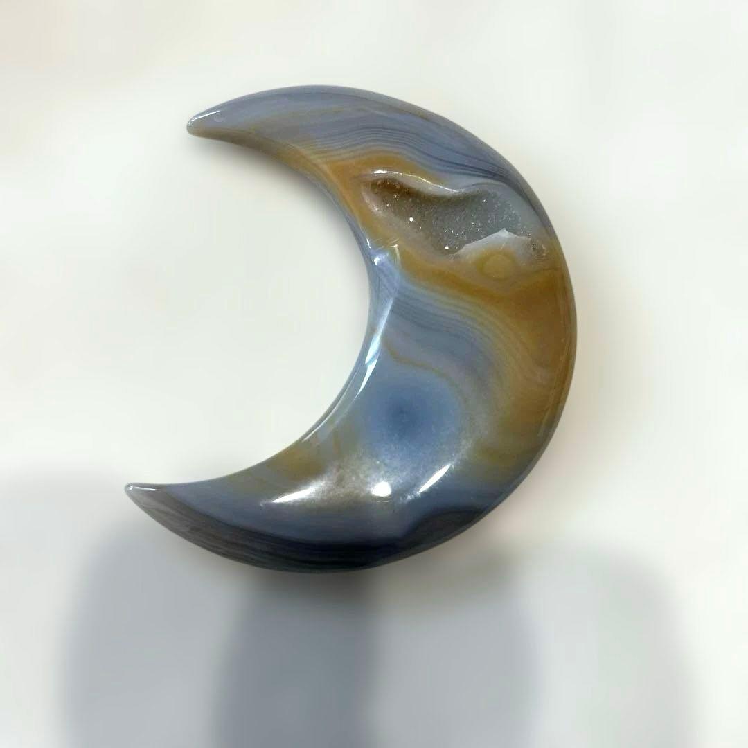 瑪瑙（めのう）ジオード　月