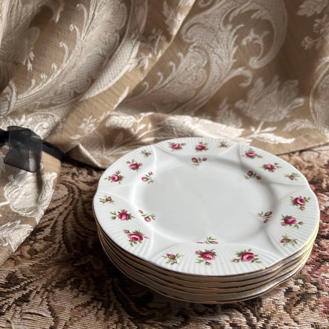 英国製 ...Rosalie 可憐な花びら ケーキ皿5枚