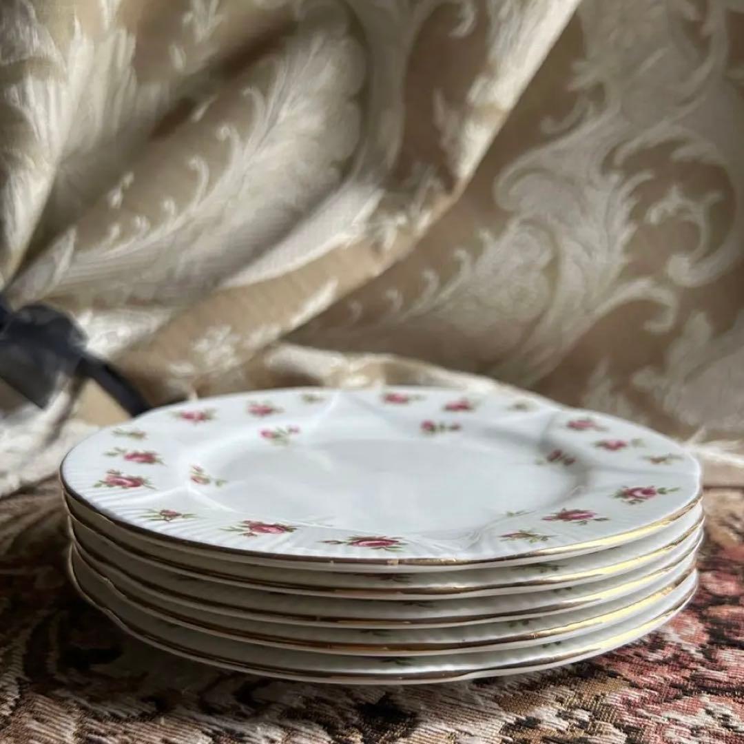 英国製 ...Rosalie 可憐な花びら ケーキ皿5枚