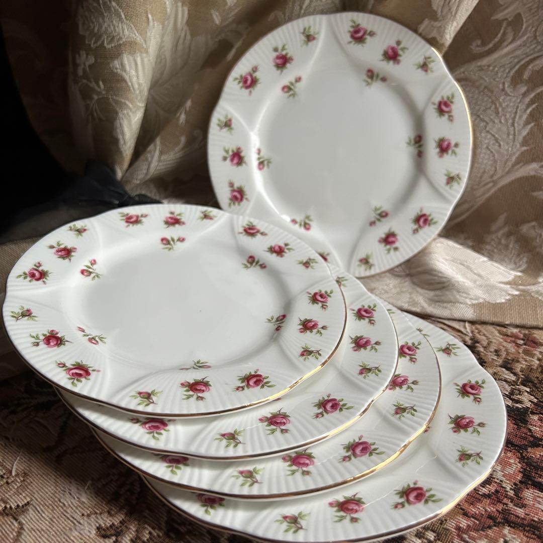 英国製 ...Rosalie 可憐な花びら ケーキ皿5枚