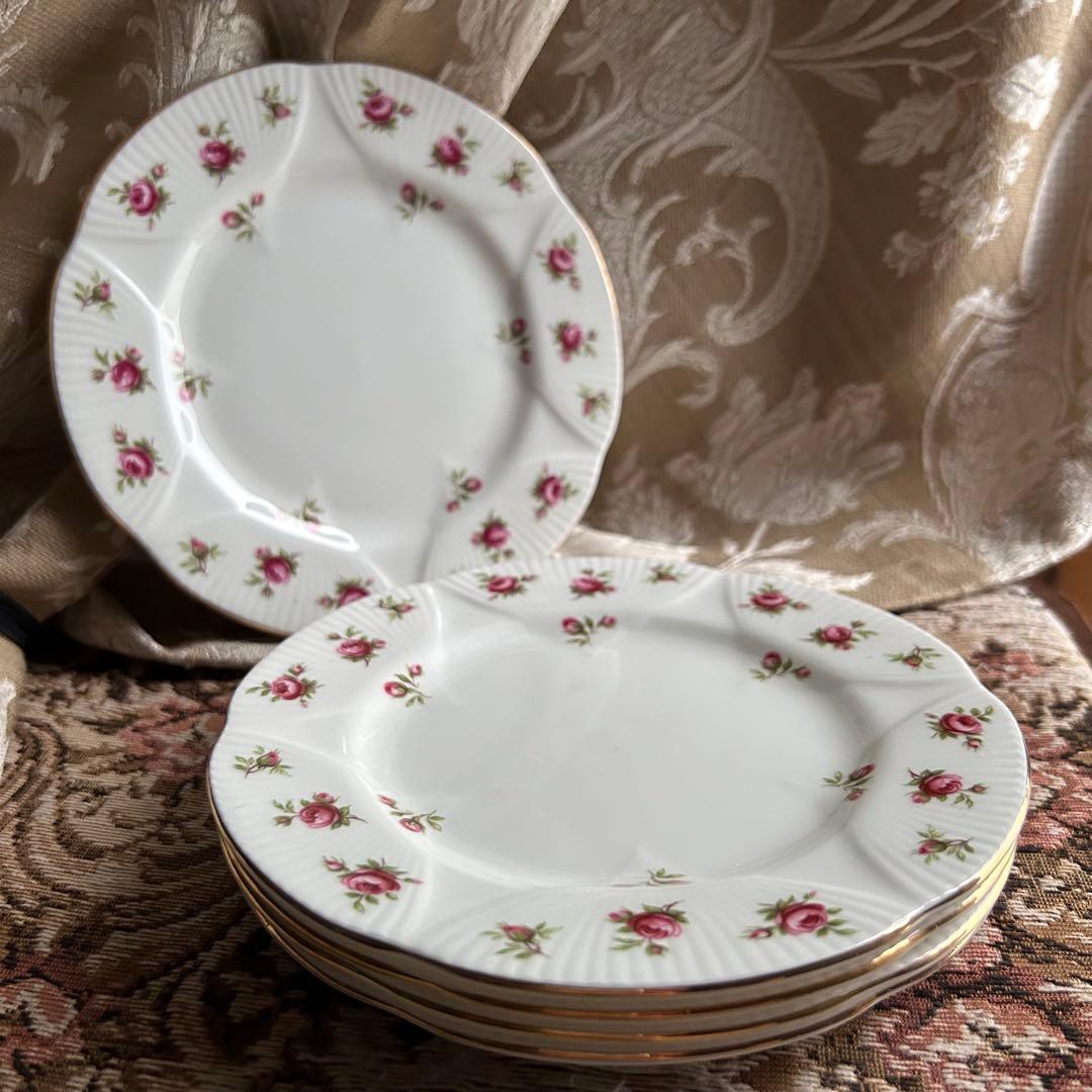 英国製 ...Rosalie 可憐な花びら ケーキ皿5枚
