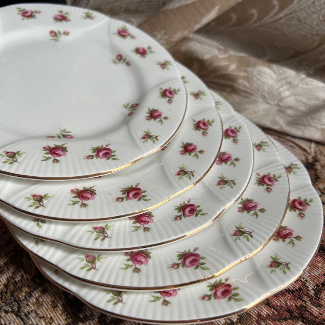 英国製 ...Rosalie 可憐な花びら ケーキ皿5枚