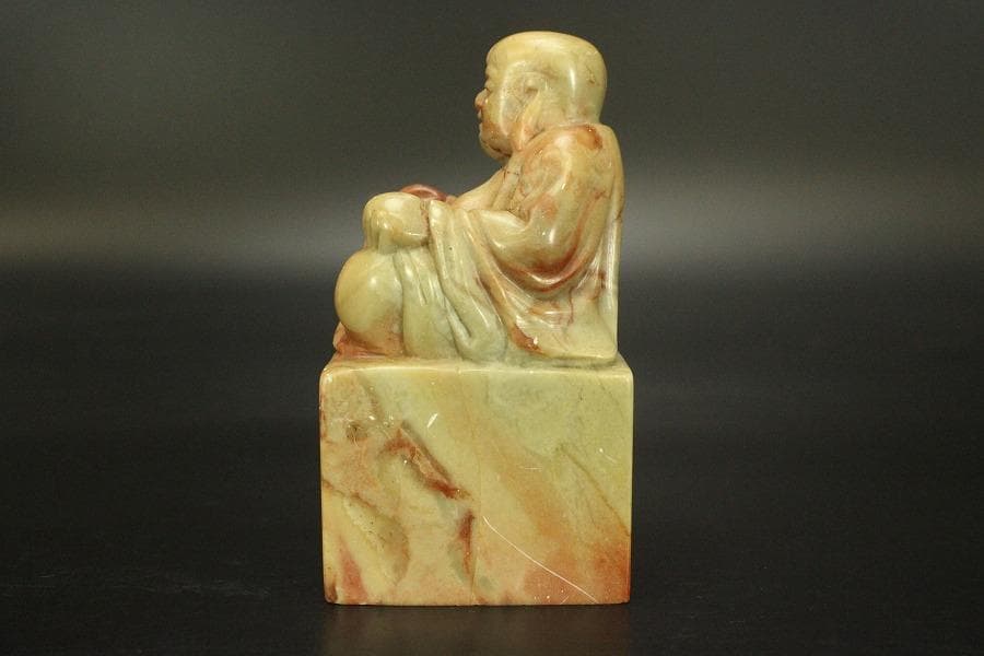 中国美術 寿山石 刻布袋 印材(A550)