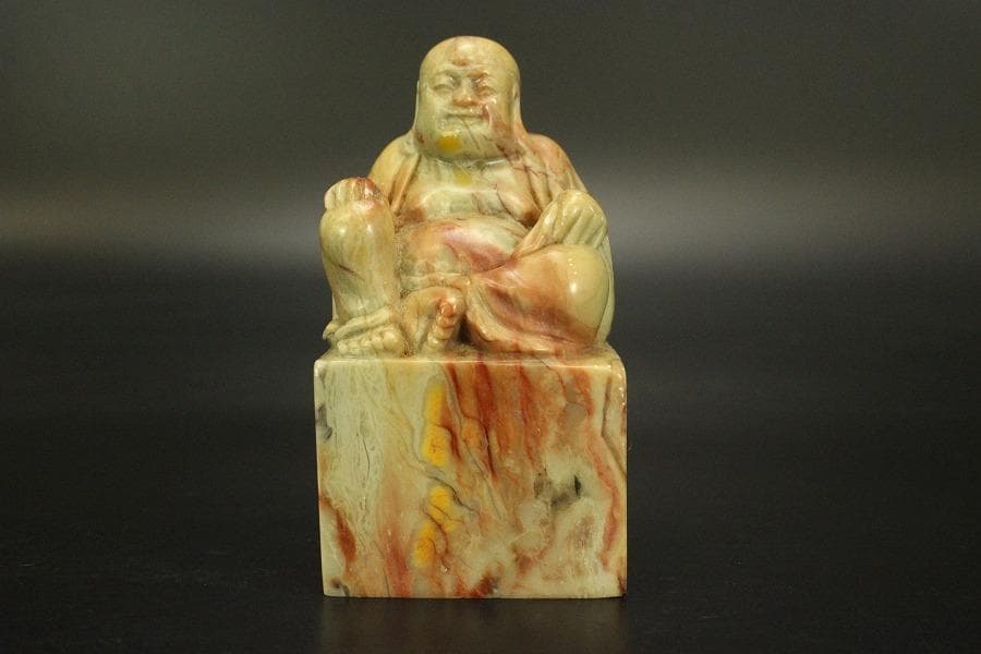 中国美術 寿山石 刻布袋 印材(A550)