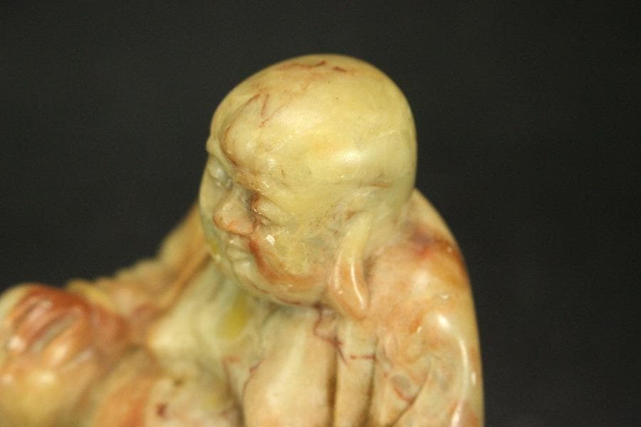 中国美術 寿山石 刻布袋 印材(A550)