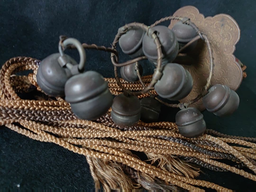 神楽鈴　巫女鈴　アンティーク　ビンテージ　冠婚葬祭　三つ巴