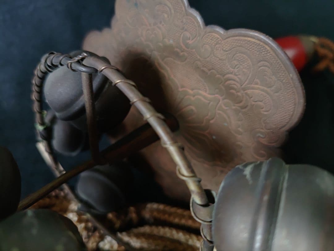 神楽鈴　巫女鈴　アンティーク　ビンテージ　冠婚葬祭　三つ巴