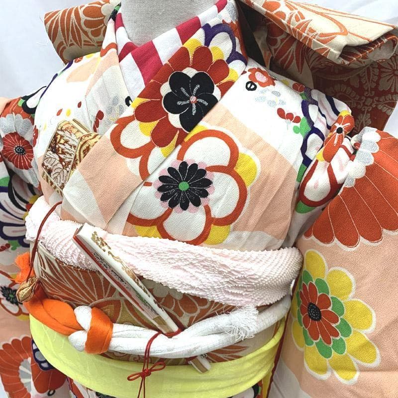 410ag63■七五三 七歳 女児 アンティーク着物&アンティーク丸帯■u