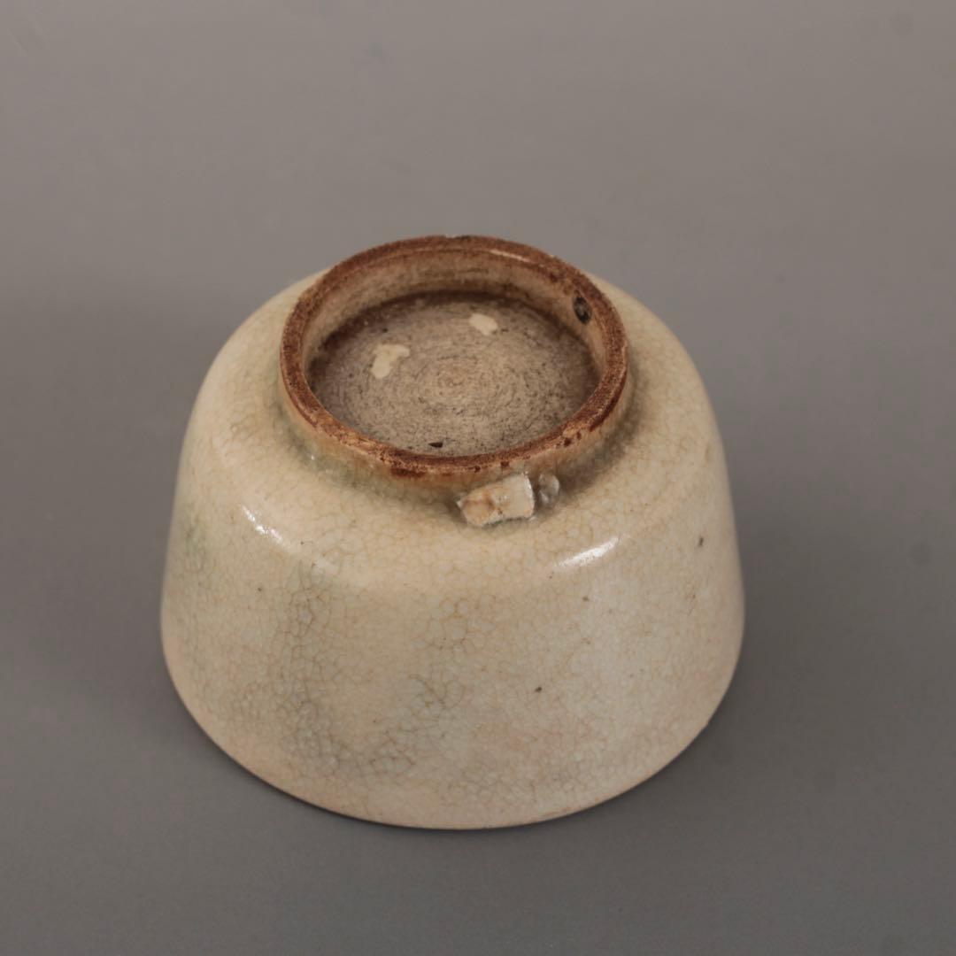 佳き貫入染み 半筒 盃 ぐい呑み 酒器 古道具 アンティーク