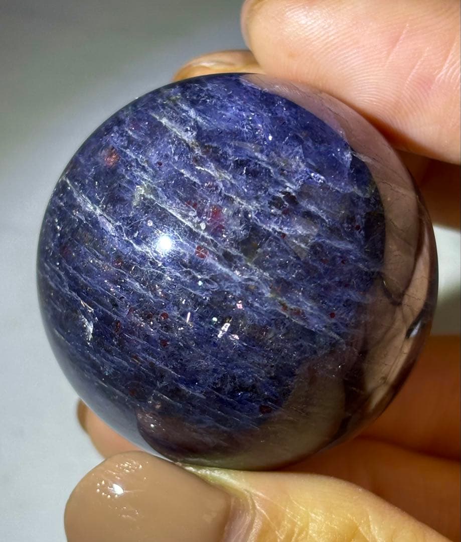 《全方向ブラッドショット♡》アイオライト×サンストーン✰スフィア✰丸玉　天然石