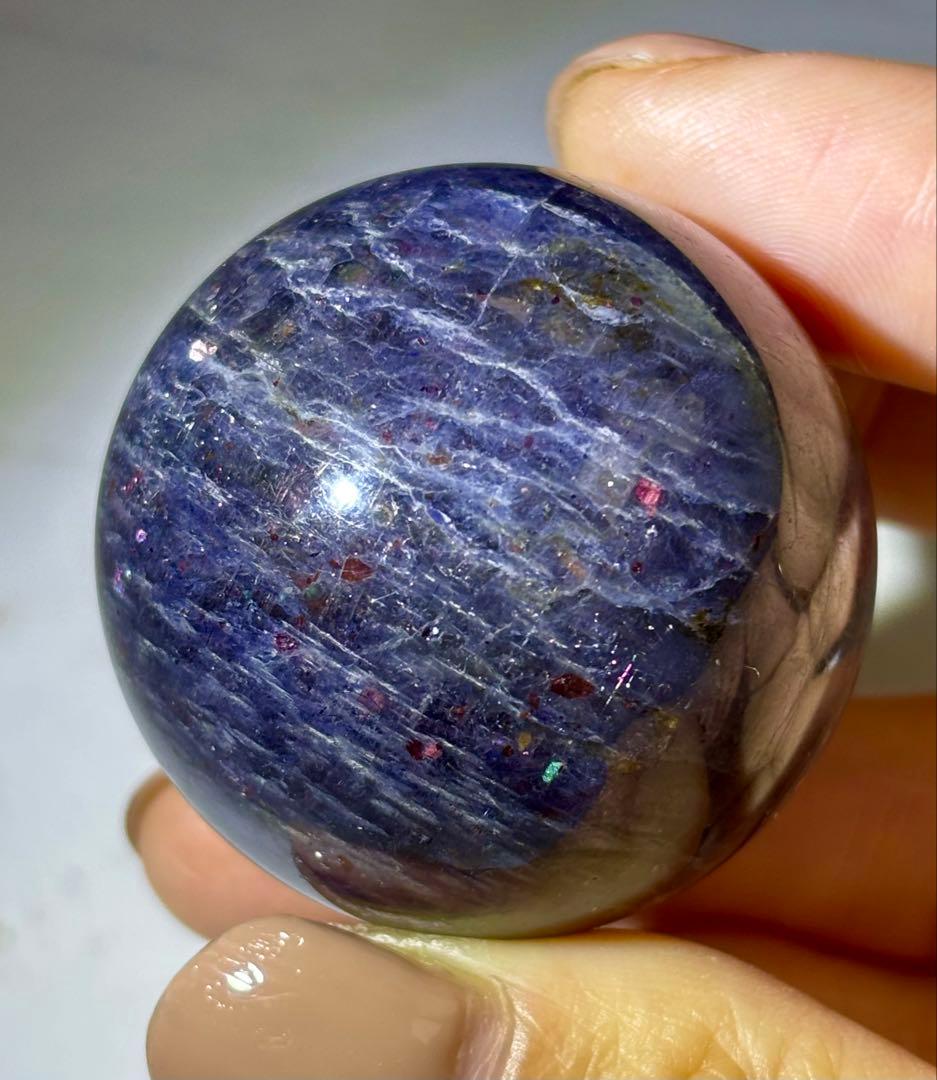 《全方向ブラッドショット♡》アイオライト×サンストーン✰スフィア✰丸玉　天然石