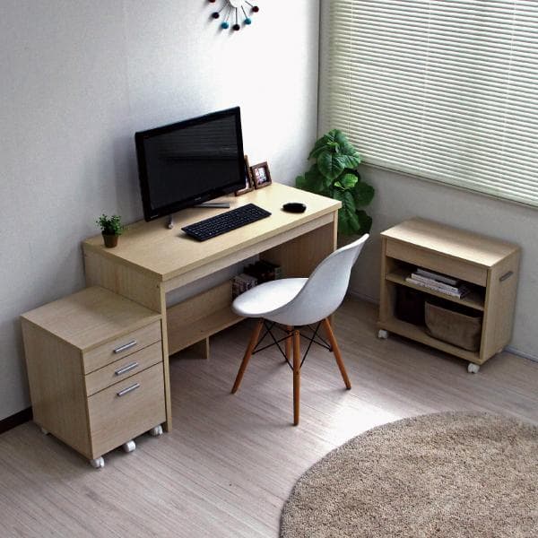 《新品・送料無料》110cm幅 システムデスク3点セット　オーク