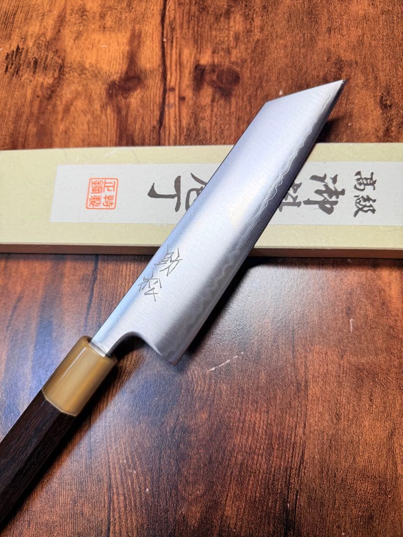 助松　文化　青紙スーパー鋼　包丁　紫檀白水牛八角柄