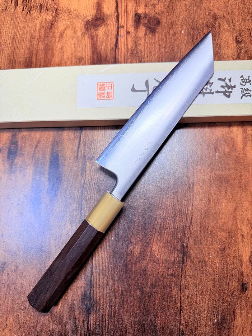 助松　文化　青紙スーパー鋼　包丁　紫檀白水牛八角柄