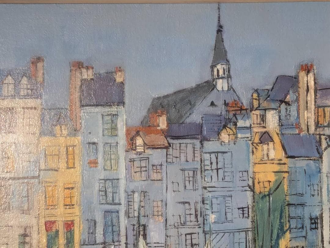 真作】絵画 笹谷幸吉 油彩10号 オンフルール 異国情緒あふれる港町 W28