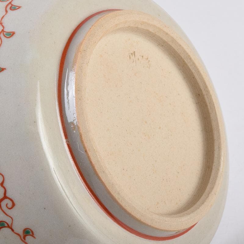 萬古焼 陶華園造 色絵 窓絵 山水人物花文 小皿 十客 共箱 M R8897