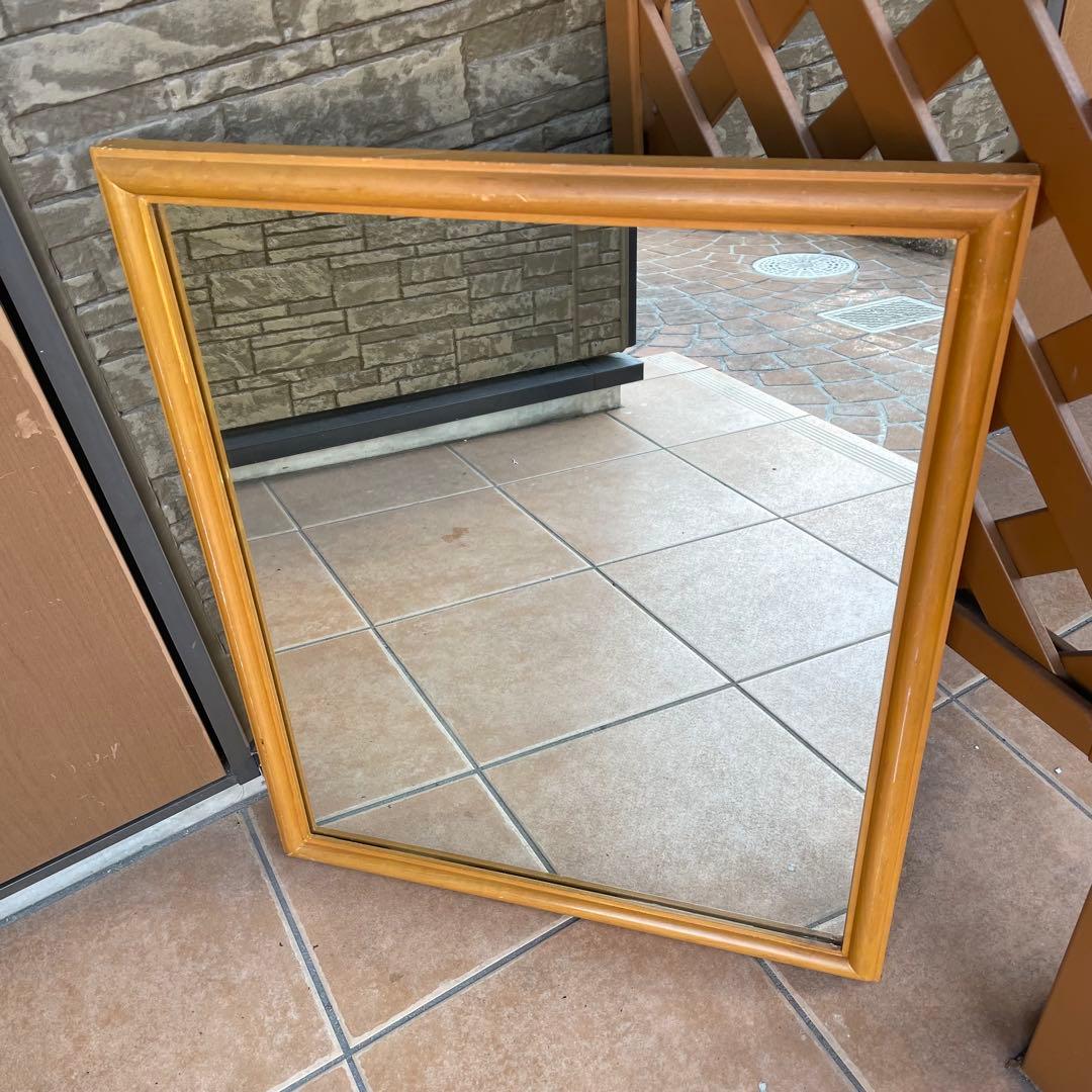 デンマーク製　1960's　ヴィンテージ　北欧　モダン　チーク　無垢 ミラー　A