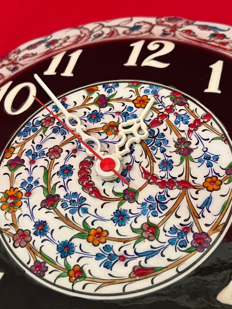 トルコ雑貨【アヴァノス陶器　壁掛け時計　カラフル】