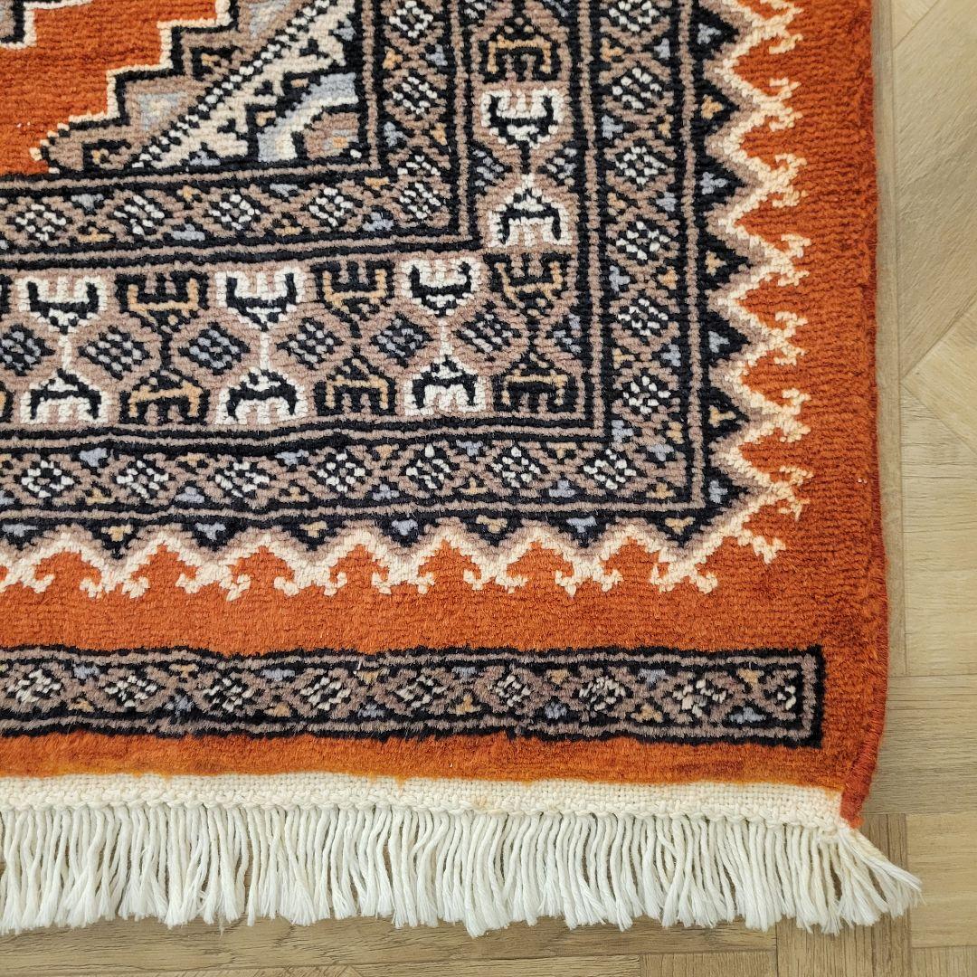 62x90cmパキスタン手織りシルク入マット#457ギャッベじゅうたん