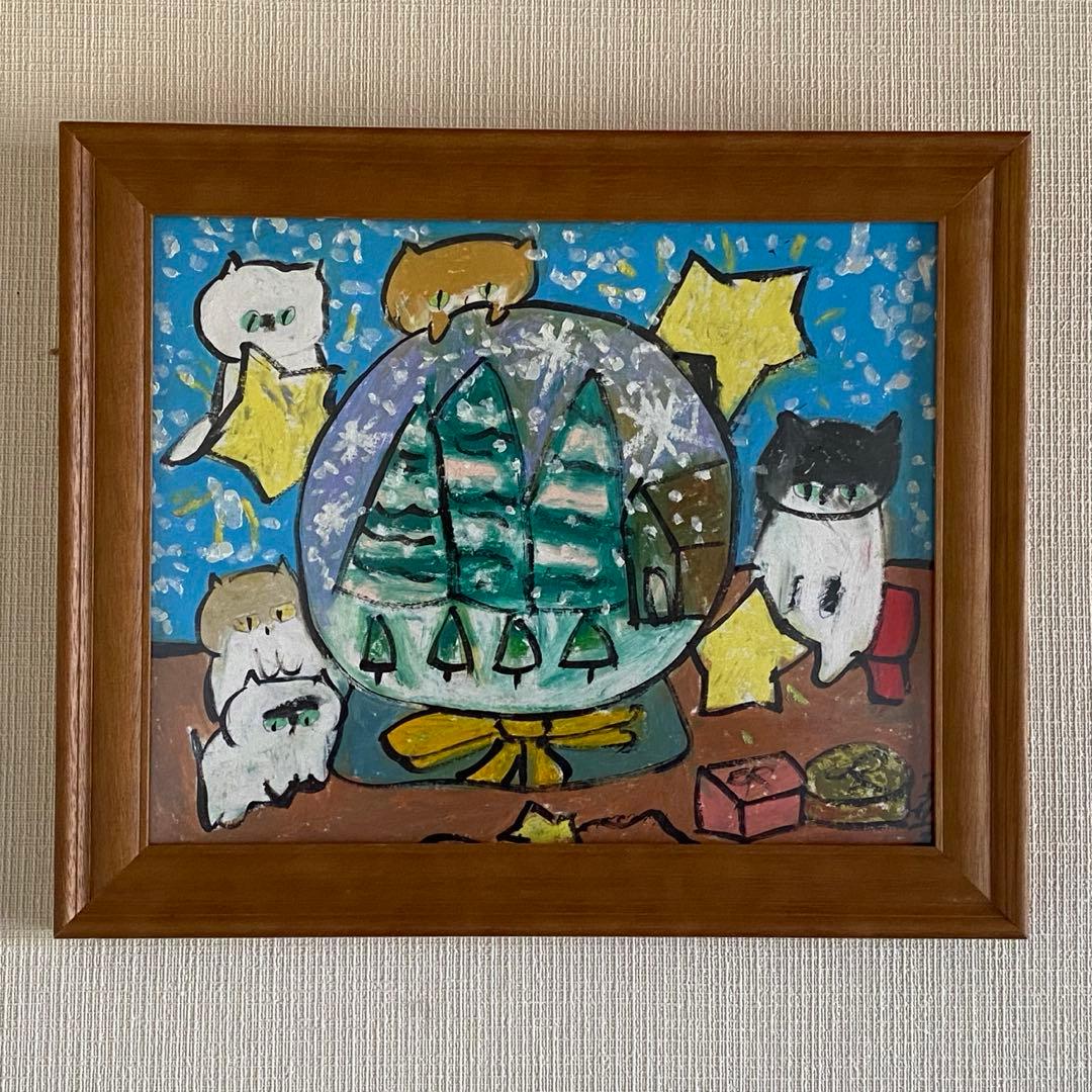 壁掛け絵☆【可愛い猫ちゃんたちは楽しく美しいクリスマスを迎える】