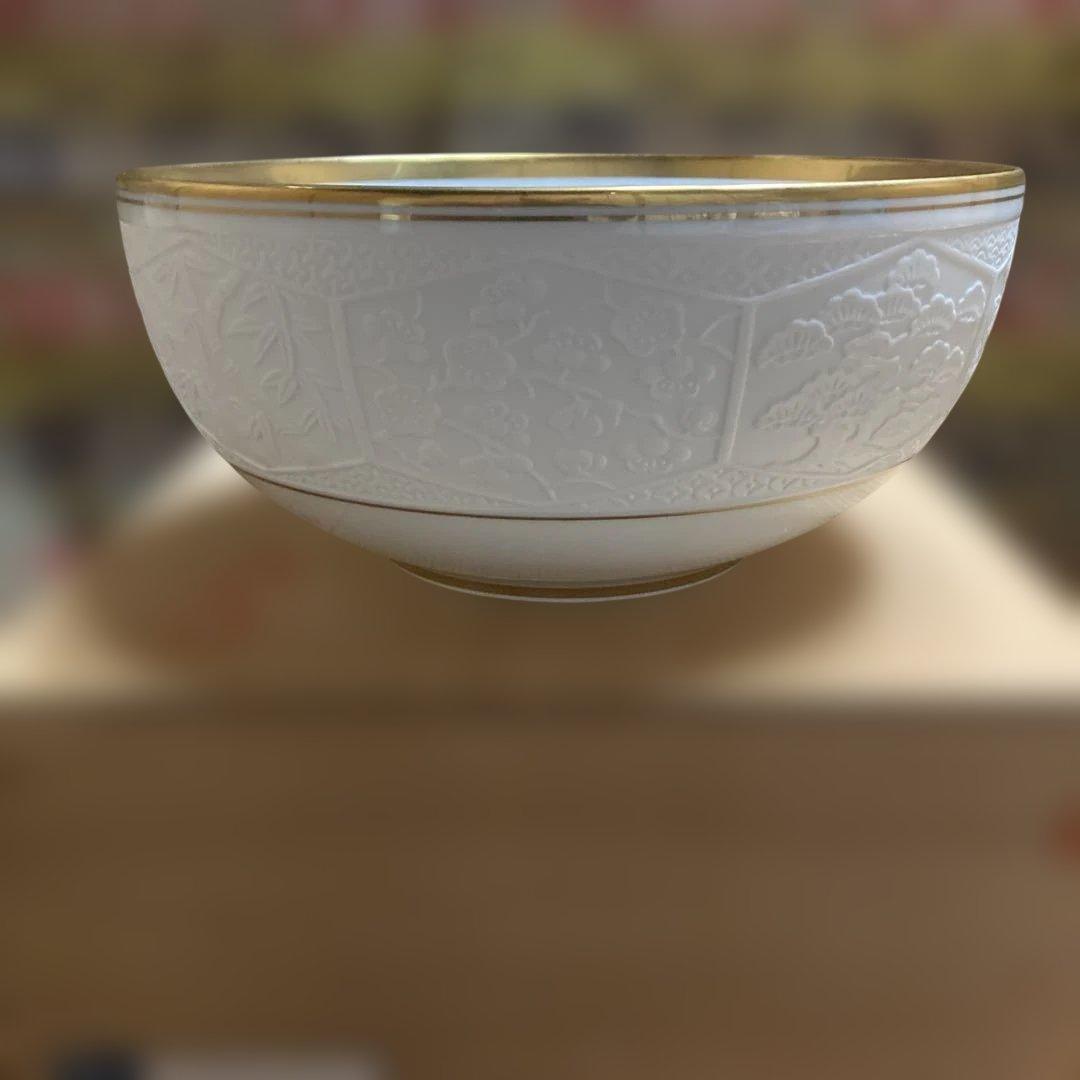 未使用　レア　乃りたけ　松竹梅盛鉢　20.7×9.3cm エンボス加工　木箱付