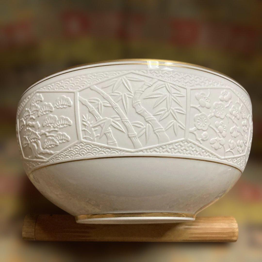 未使用　レア　乃りたけ　松竹梅盛鉢　20.7×9.3cm エンボス加工　木箱付