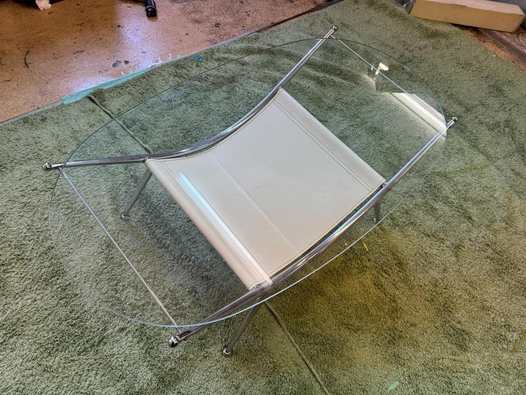 ローテーブル　センターテーブル　ガラス　ミッドセンチュリー　スペースエイジ